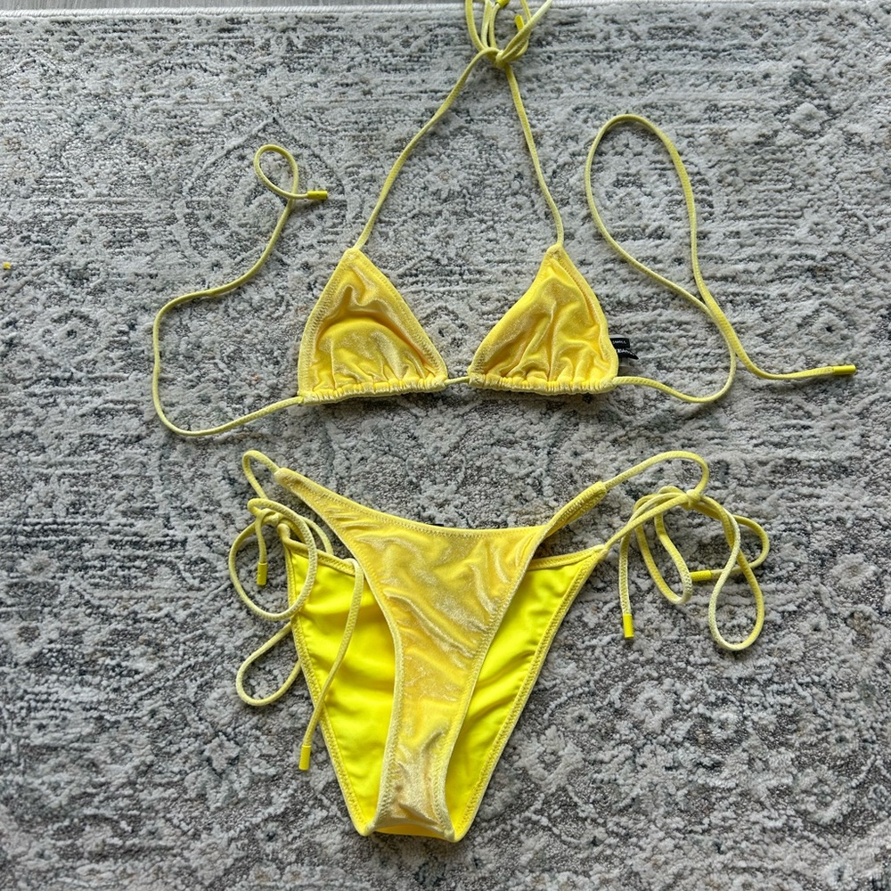 Triangl Swimwear Yellow Velvet Bikini